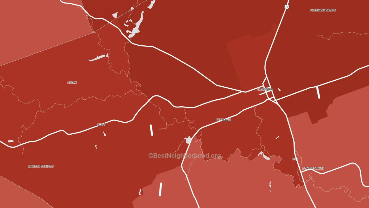Lexington, TX block-group political-lean map