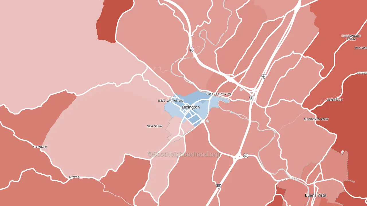 Lexington, VA block-group political-lean map