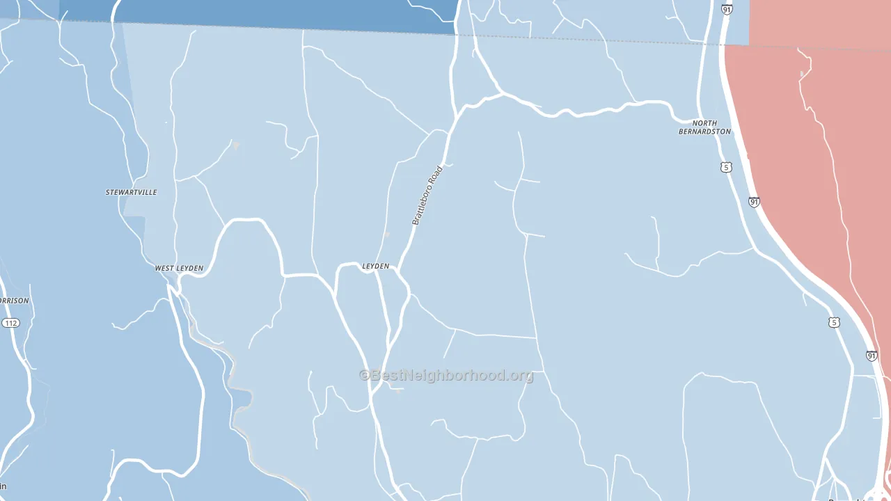 Leyden, MA block-group political-lean map