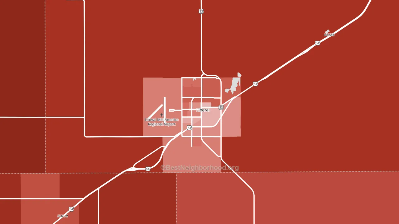Liberal, KS block-group political-lean map