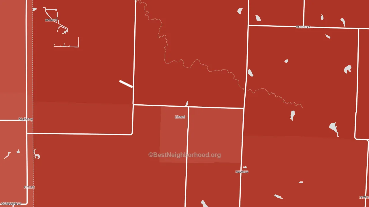 Liberal, MO block-group political-lean map