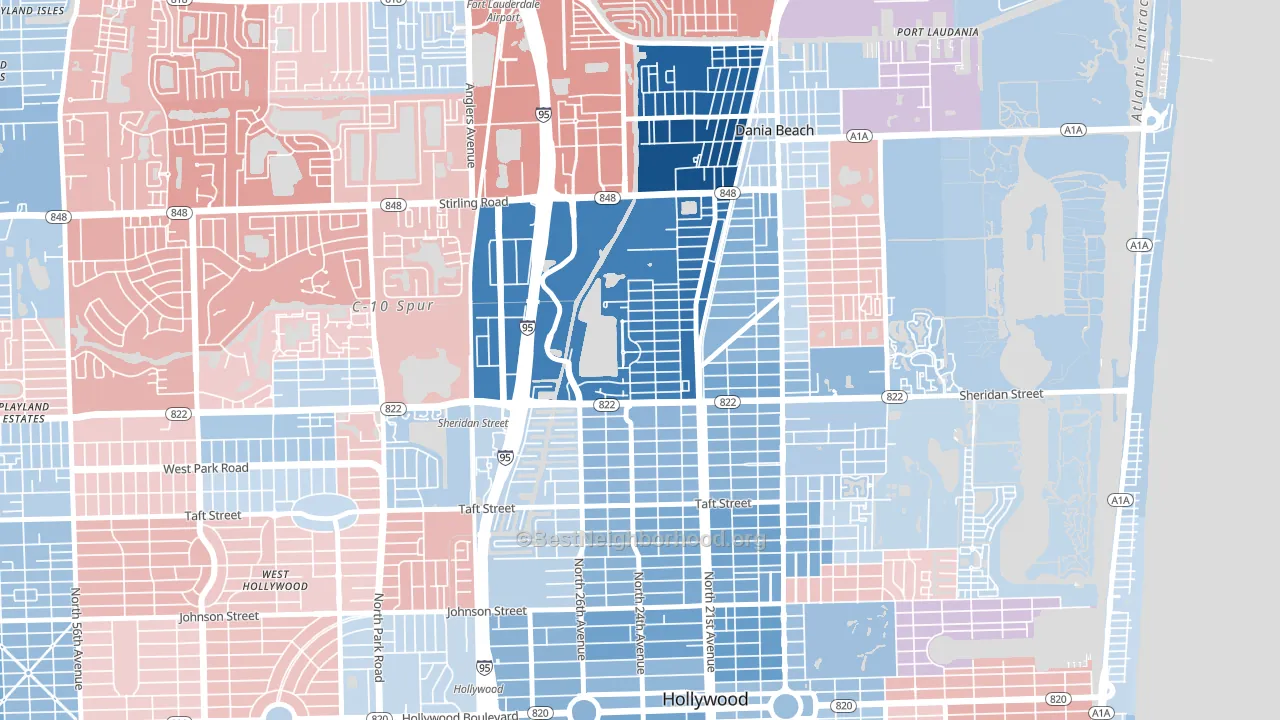Liberia, Hollywood, FL block-group political-lean map