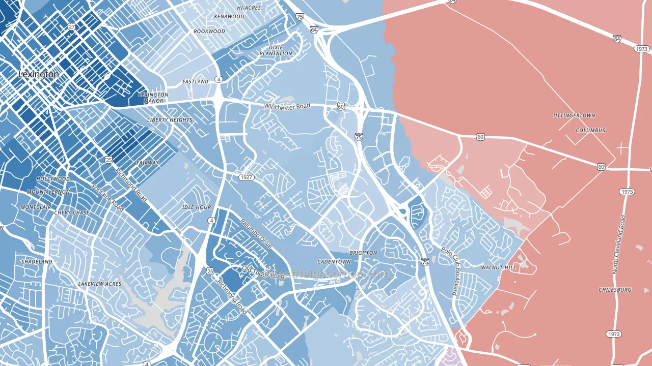 Liberty Area, Lexington, KY block-group political-lean map