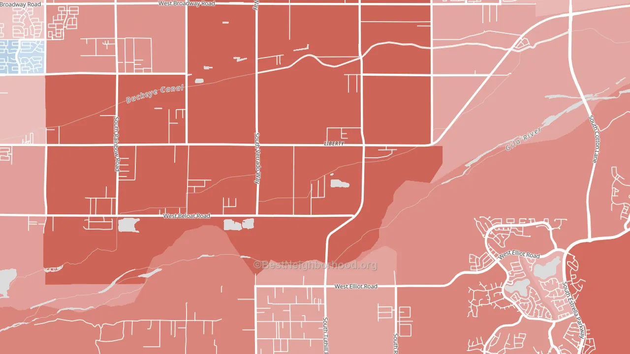 Liberty, AZ block-group political-lean map