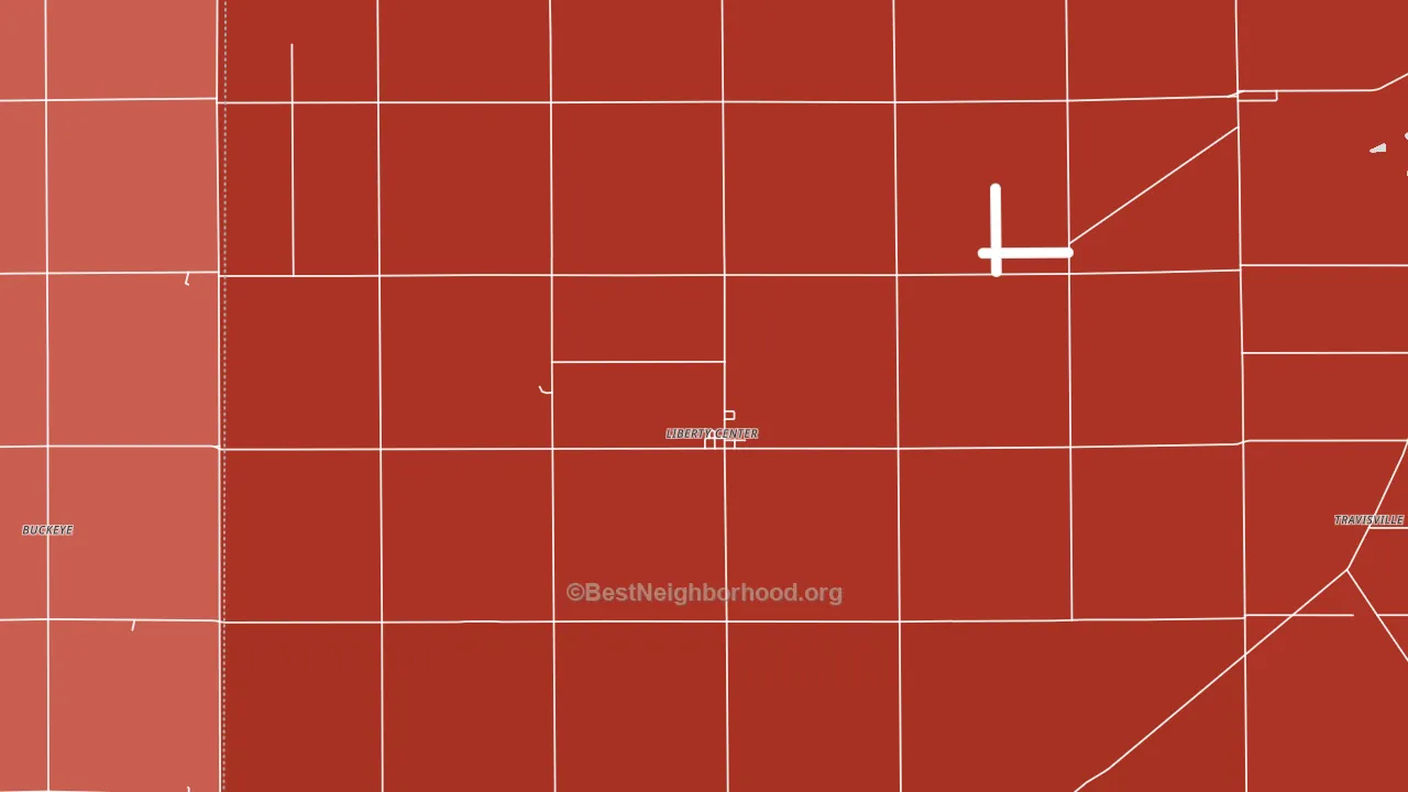Liberty Center, IN block-group political-lean map