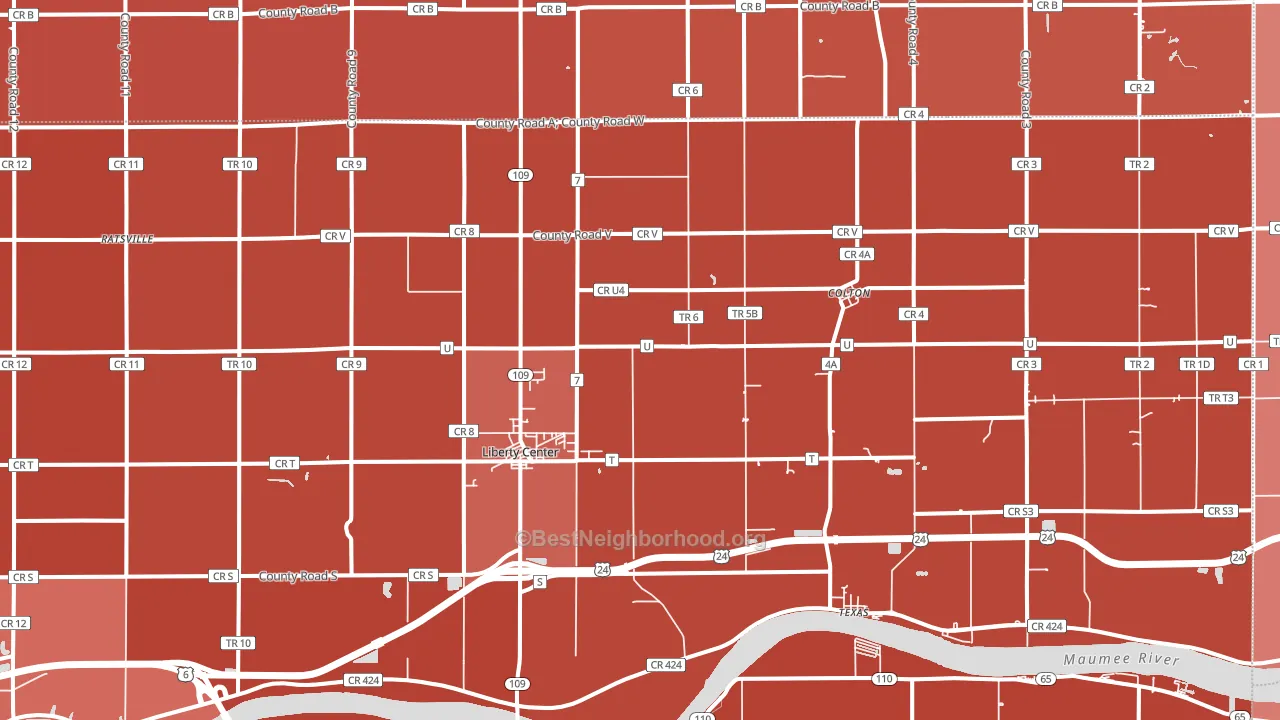 Liberty Center, OH block-group political-lean map