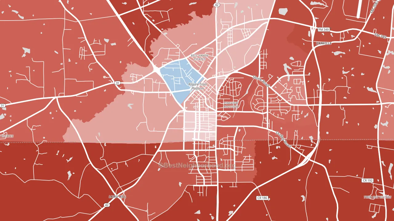 Liberty City, TX block-group political-lean map