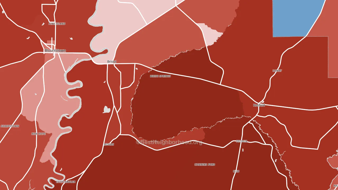 Liberty County, FL block-group political-lean map