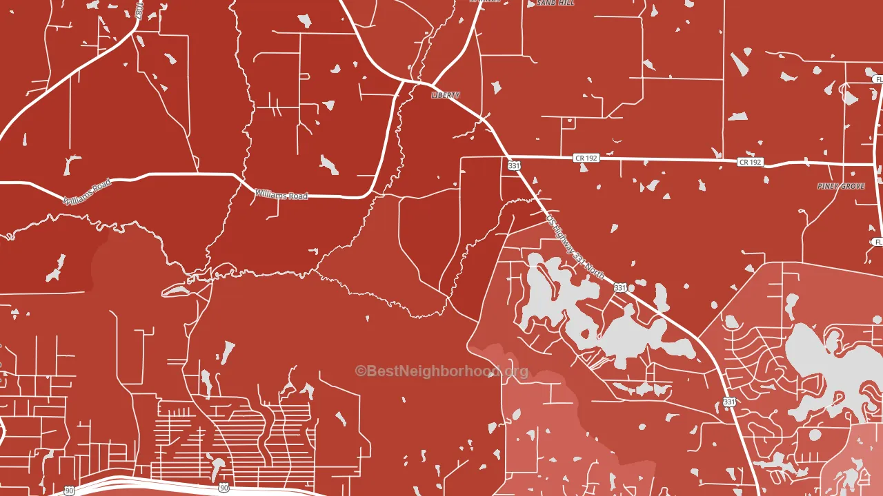 Liberty, FL block-group political-lean map