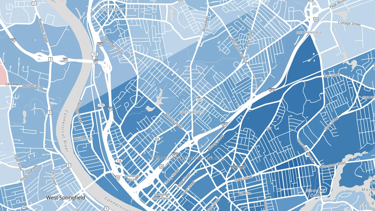 Liberty Heights, Springfield, MA block-group political-lean map