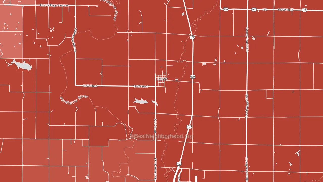 Liberty, KS block-group political-lean map