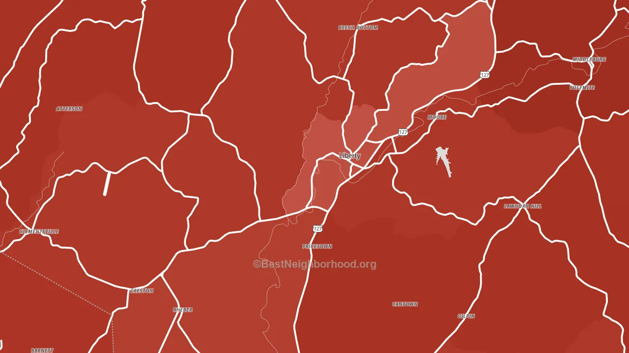 Liberty, KY block-group political-lean map