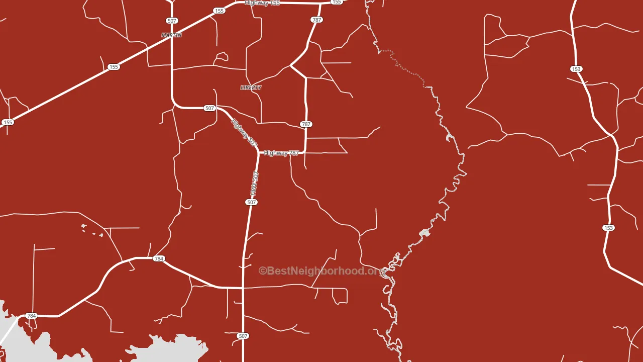 Liberty, LA block-group political-lean map