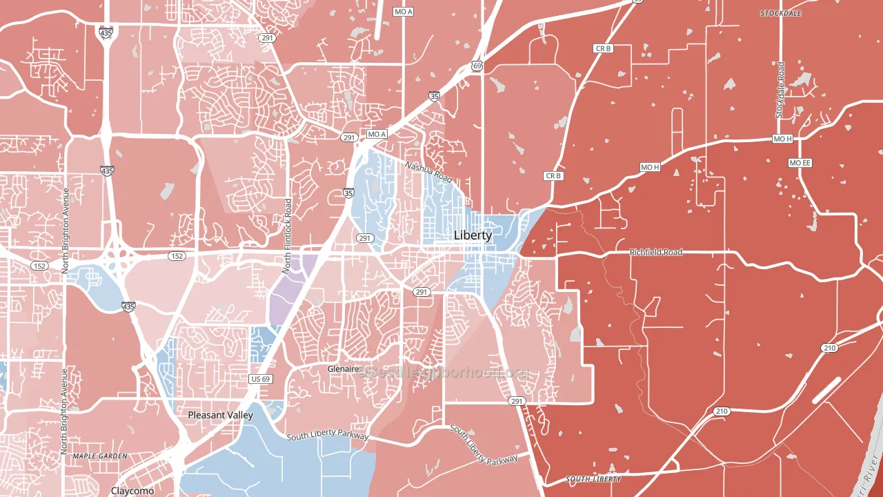 Liberty, MO block-group political-lean map