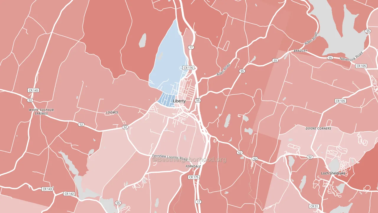 Liberty, NY block-group political-lean map