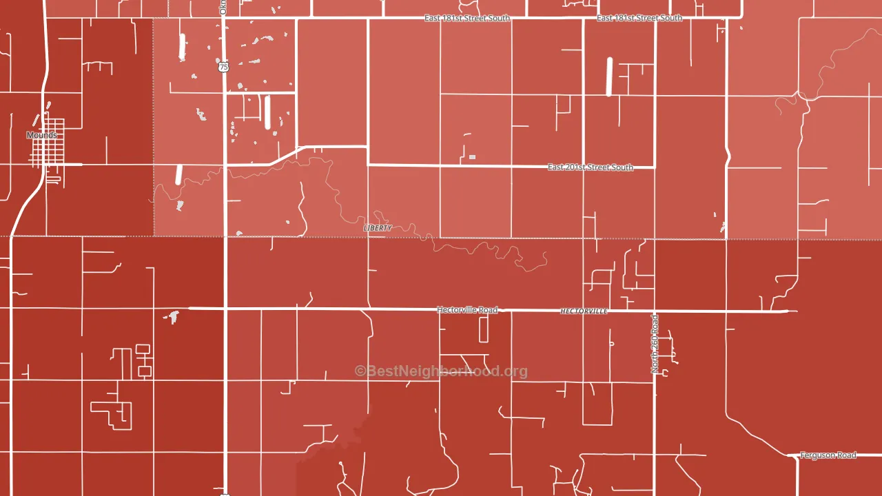 Liberty, OK block-group political-lean map