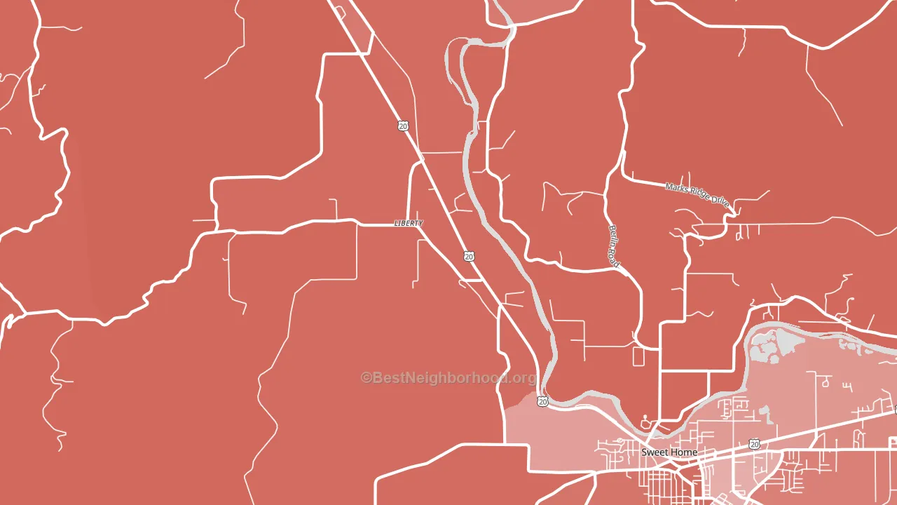 Liberty, OR block-group political-lean map