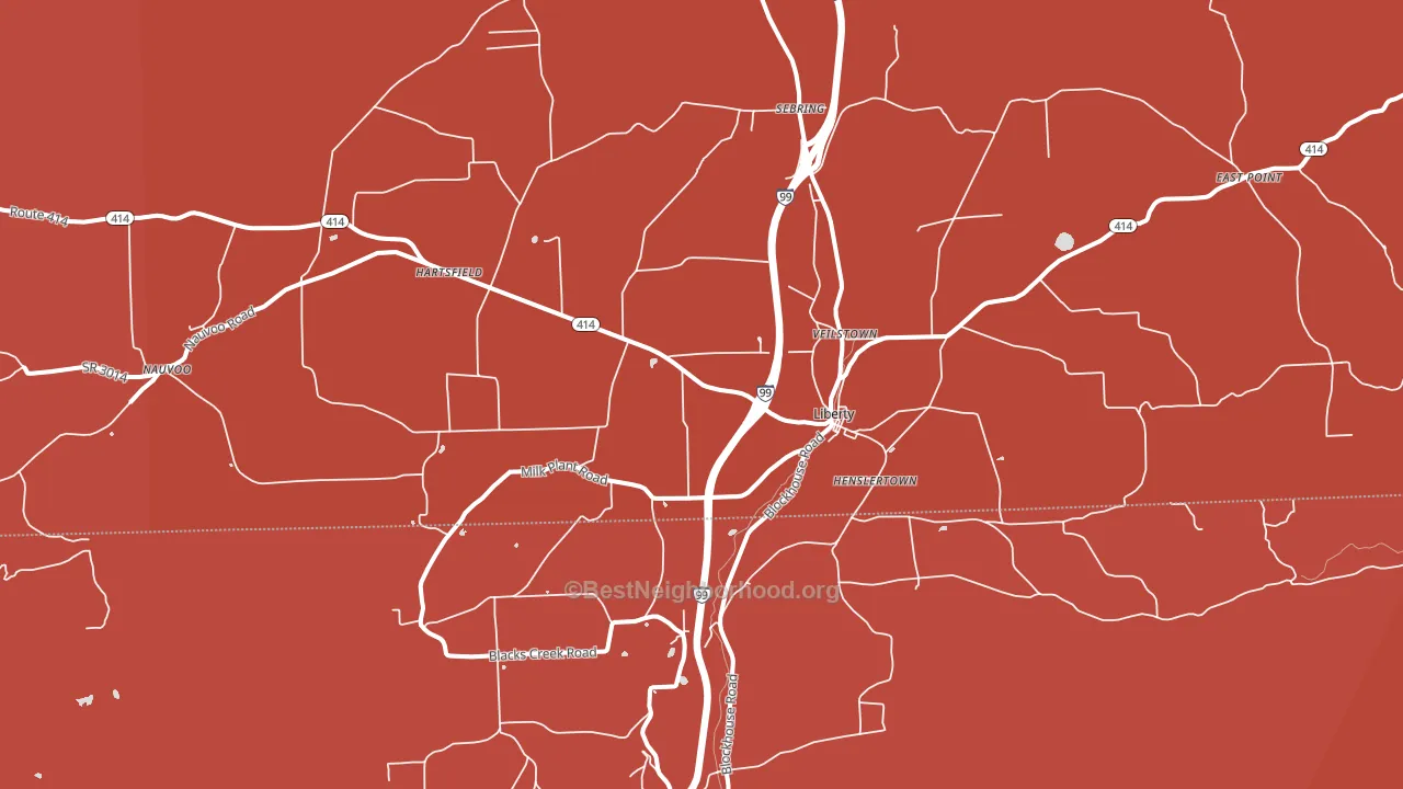 Liberty, PA block-group political-lean map
