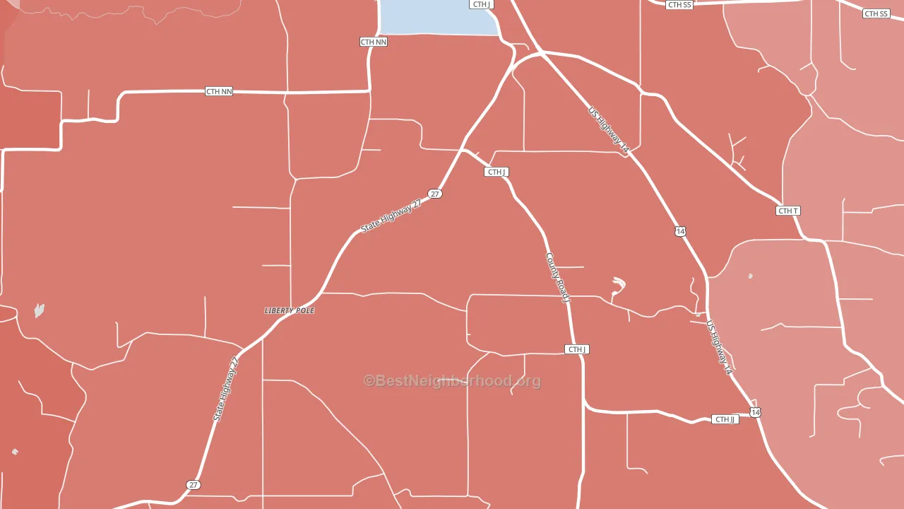 Liberty Pole, WI block-group political-lean map