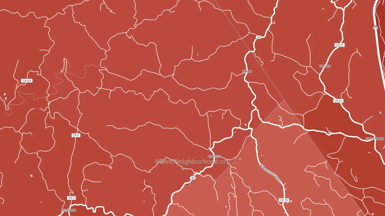 Liberty, WV block-group political-lean map
