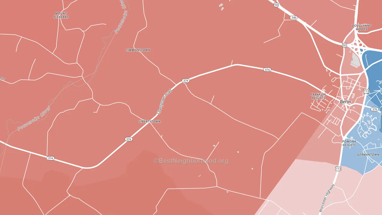 Libertytown, MD block-group political-lean map
