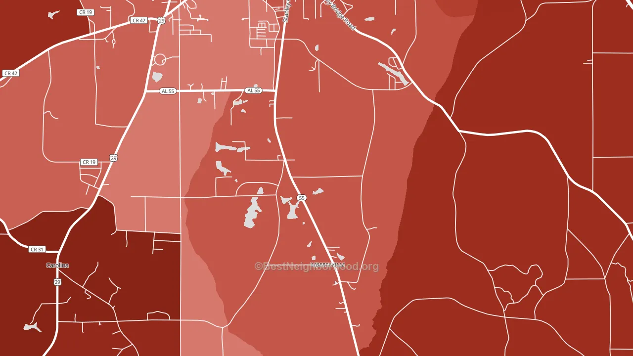 Libertyville, AL block-group political-lean map