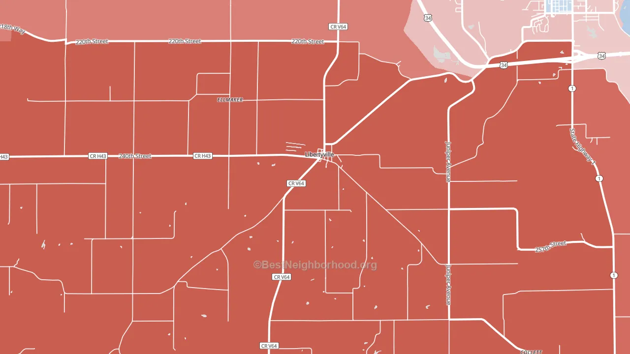 Libertyville, IA block-group political-lean map
