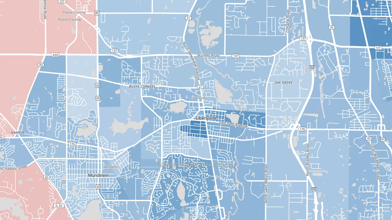 Libertyville, IL block-group political-lean map