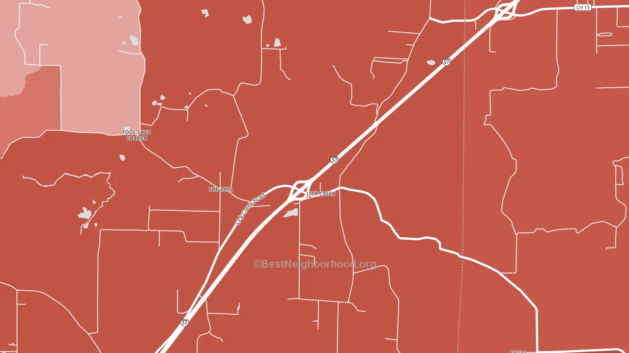 Lick Creek, IL block-group political-lean map