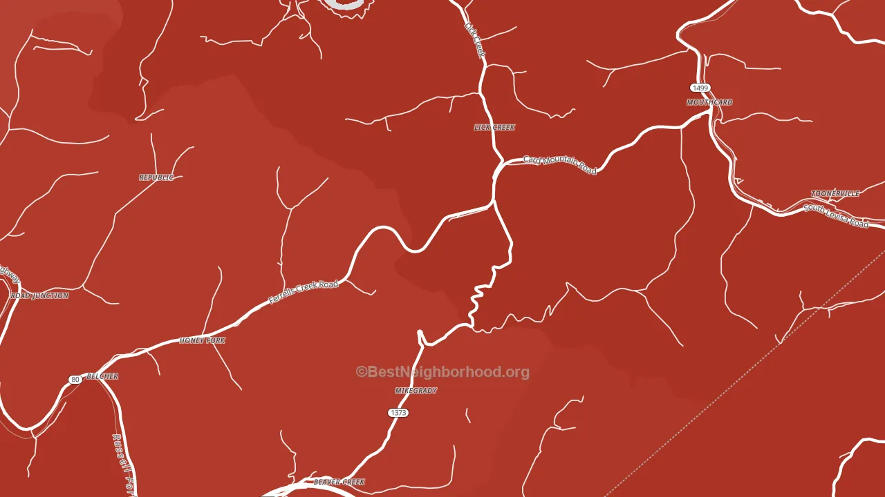 Lick Creek, KY block-group political-lean map