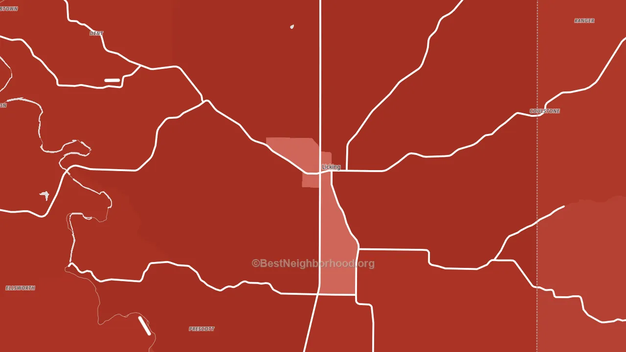 Licking, MO block-group political-lean map