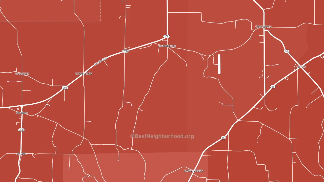 Lickingville, PA block-group political-lean map