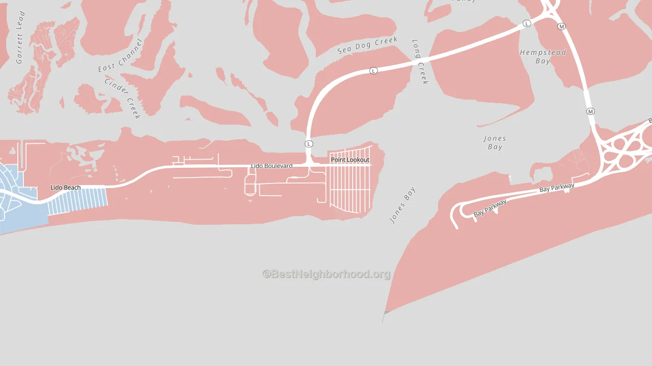 Lido Beach, NY block-group political-lean map