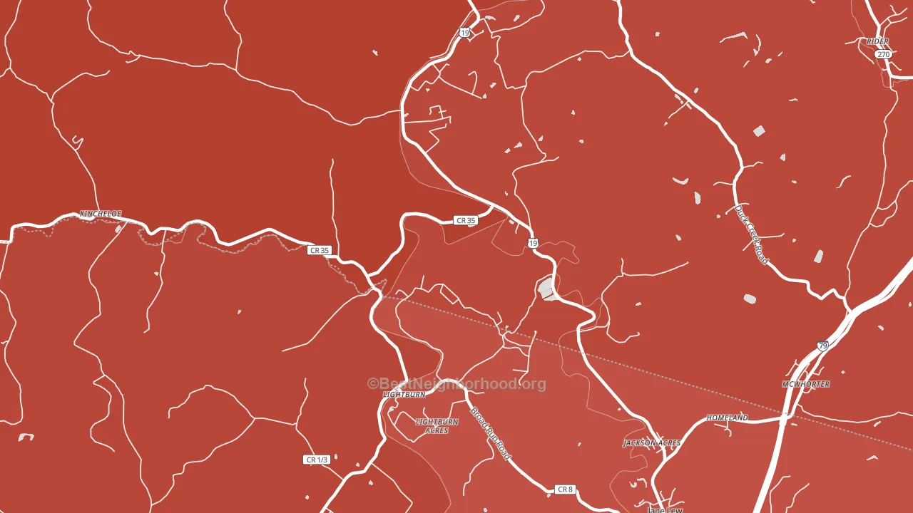 Lightburn, WV block-group political-lean map