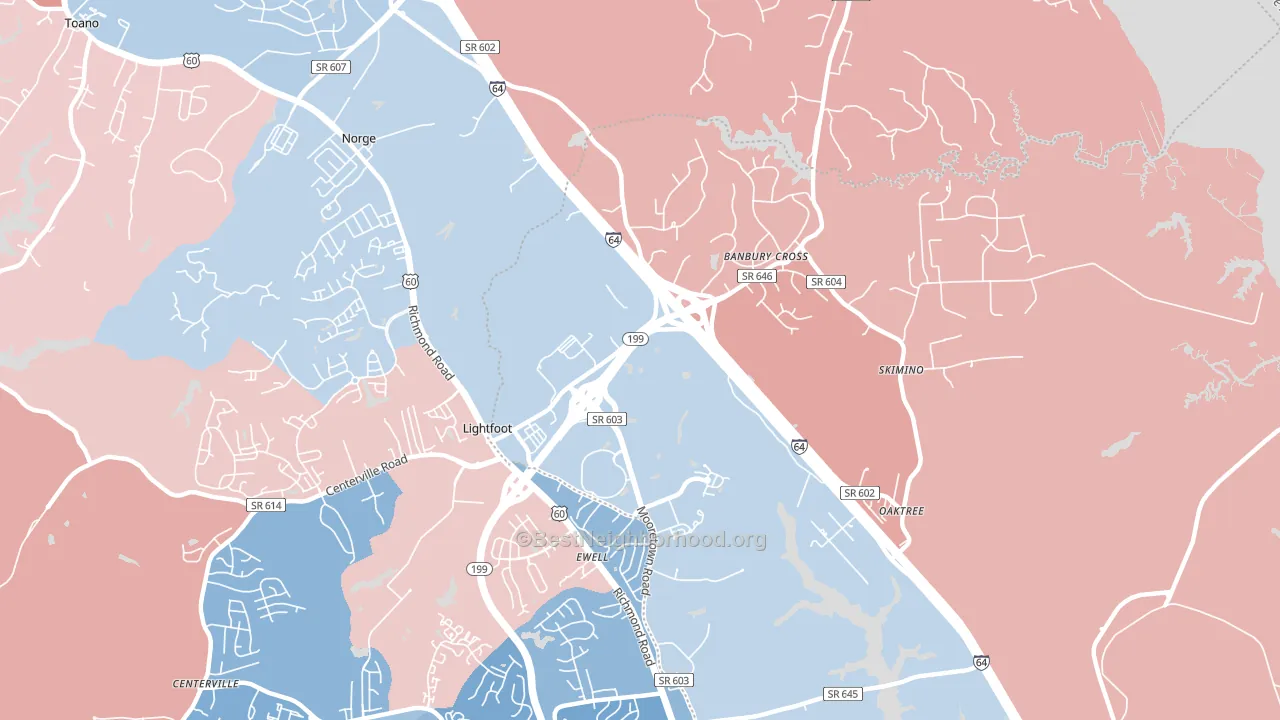 Lightfoot, VA block-group political-lean map