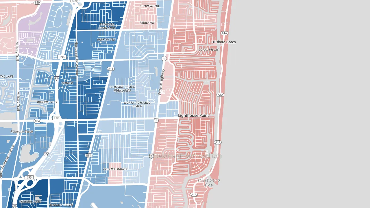 Lighthouse Point, FL block-group political-lean map