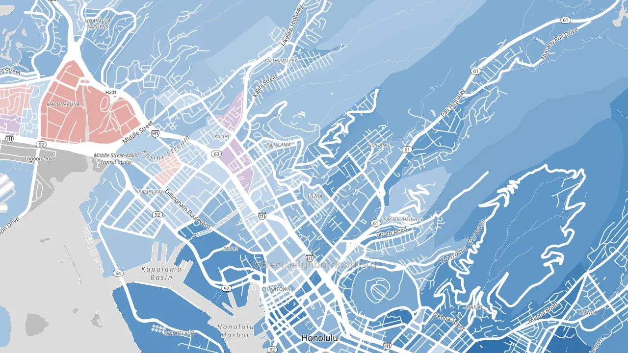 Liliha-Kapalama, Honolulu, HI block-group political-lean map