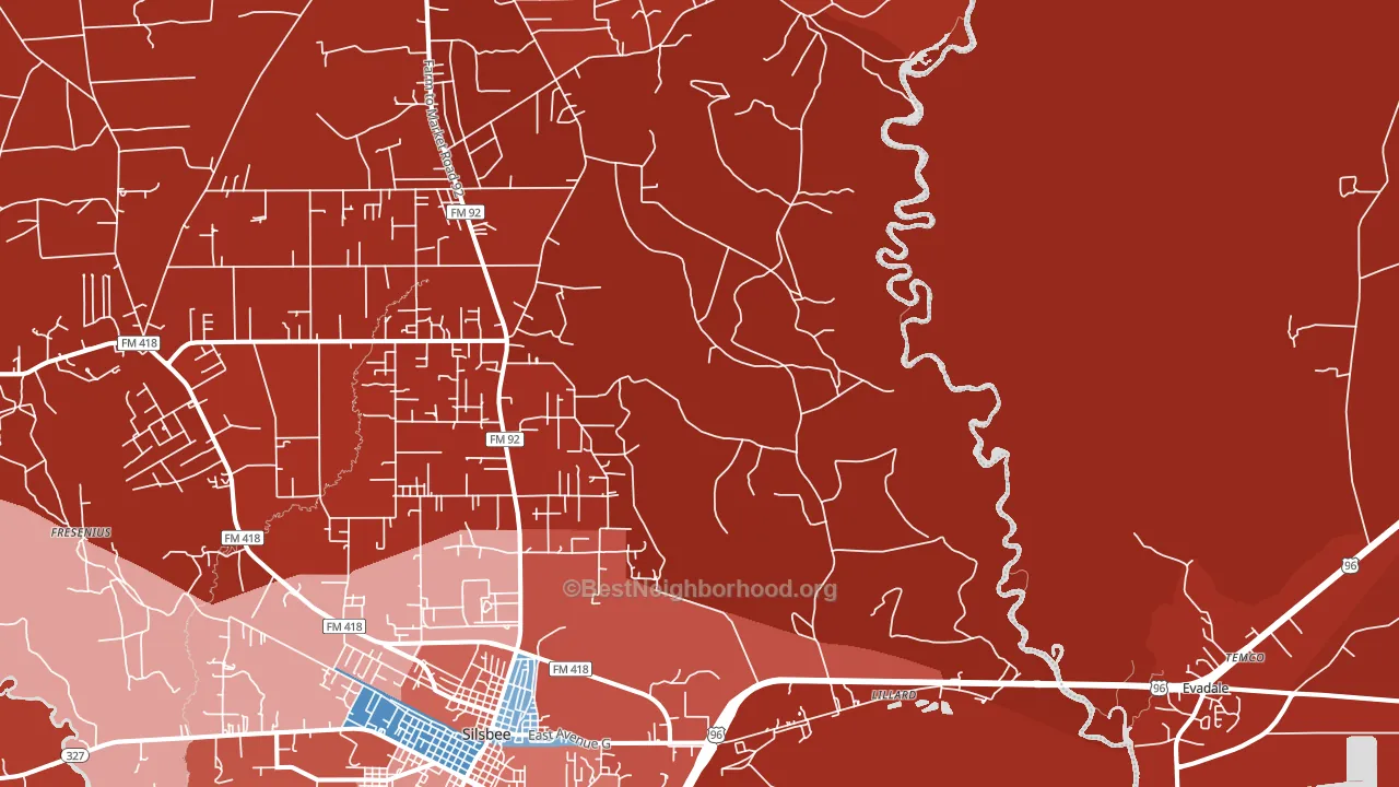 Lillard, TX block-group political-lean map