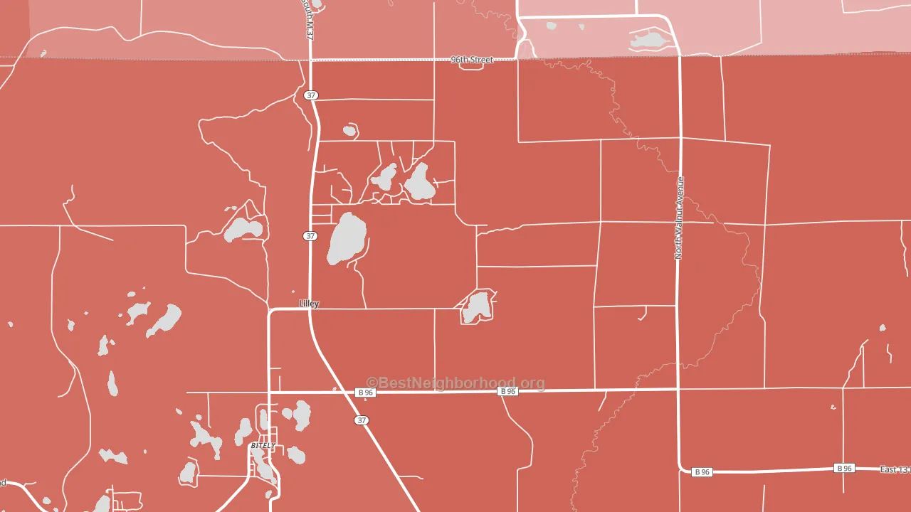 Lilley, MI block-group political-lean map