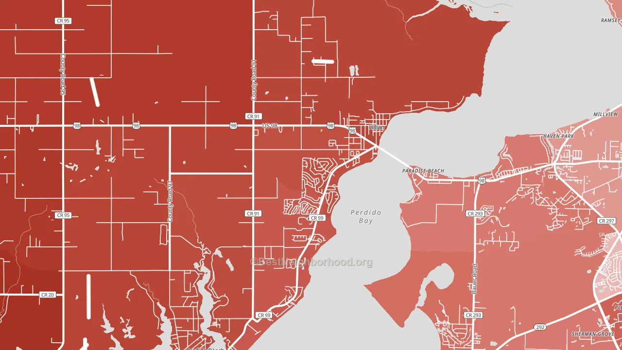 Lillian, AL block-group political-lean map