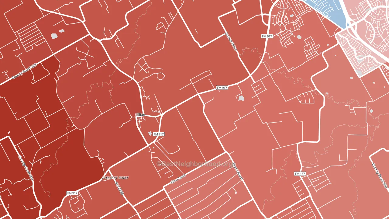 Lillian, TX block-group political-lean map