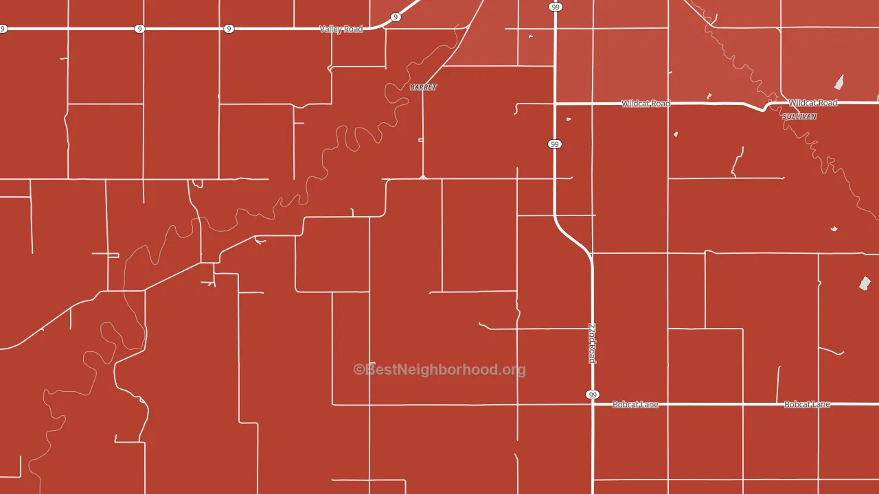 Lillis, KS block-group political-lean map
