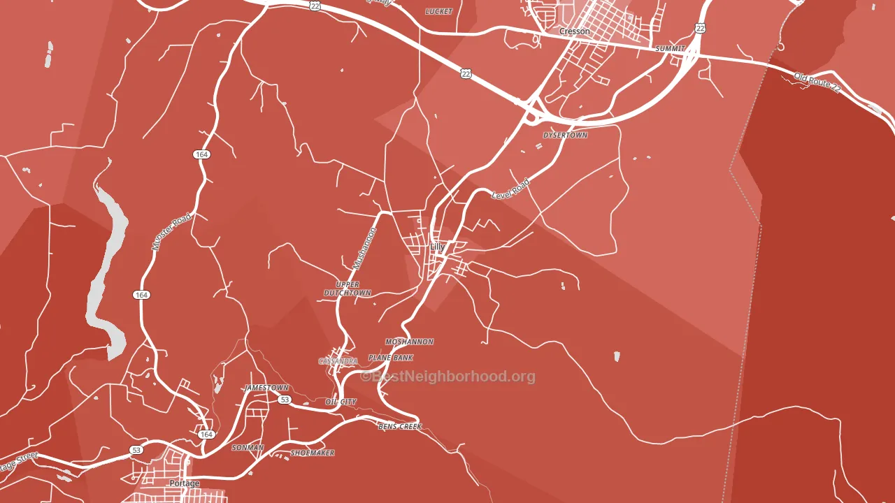 Lilly, PA block-group political-lean map