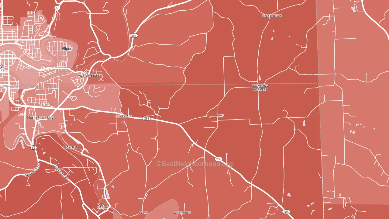 Lillyville, PA block-group political-lean map