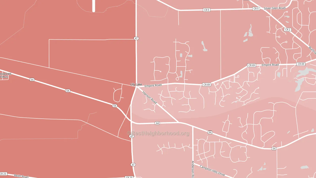 Lily Lake, IL block-group political-lean map