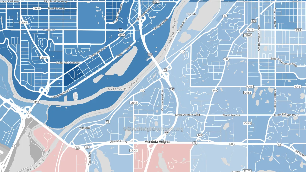 Lilydale, MN block-group political-lean map