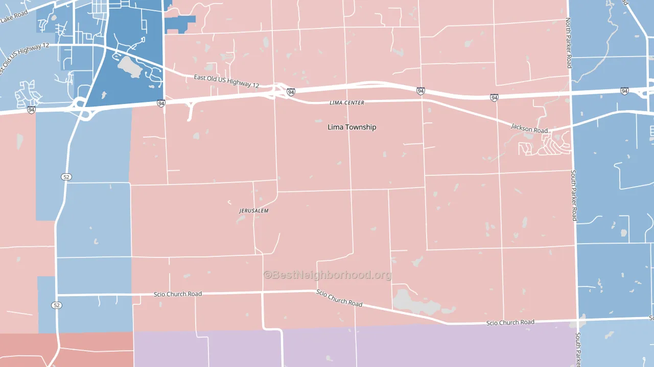 Lima Center, MI block-group political-lean map