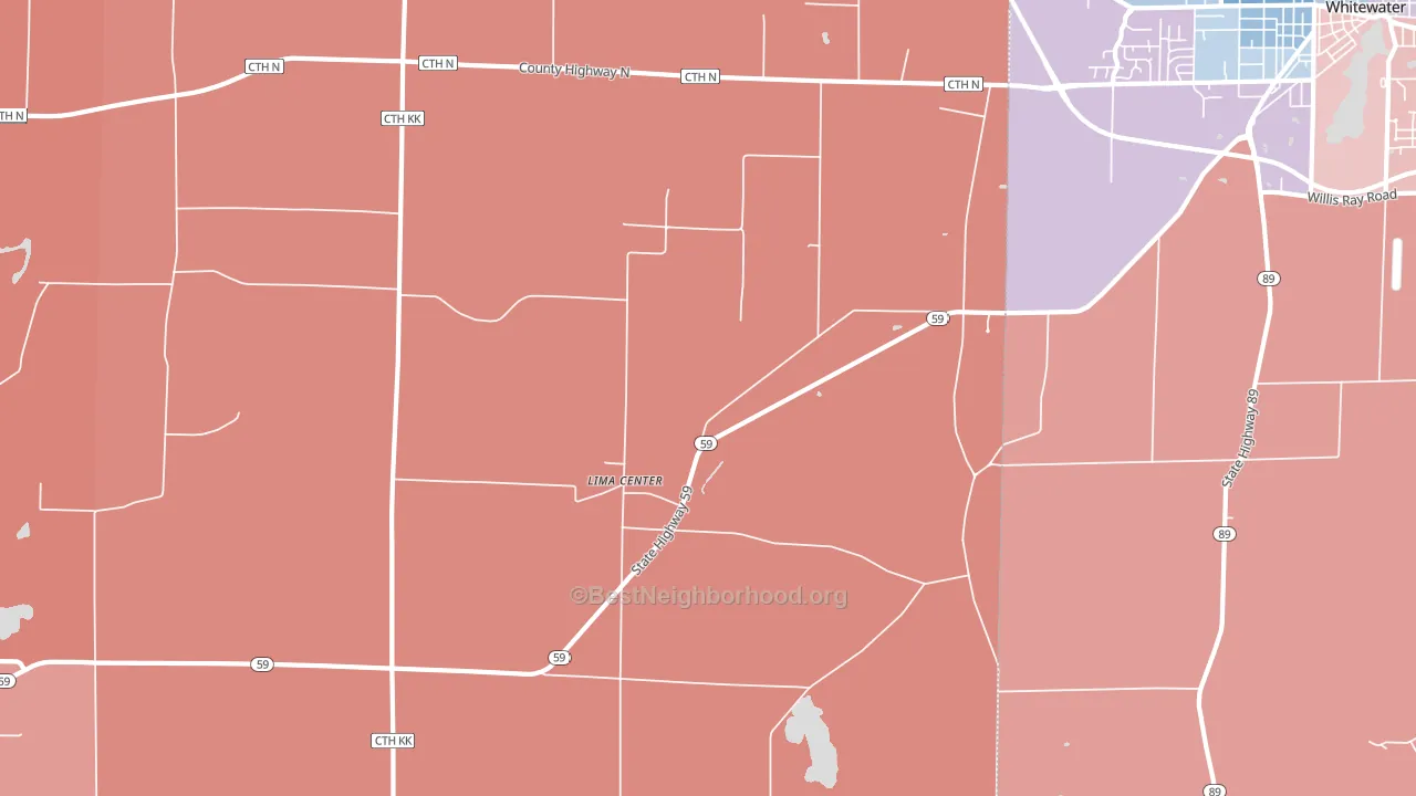 Lima Center, WI block-group political-lean map