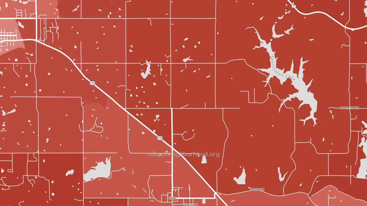 Lima, OK block-group political-lean map