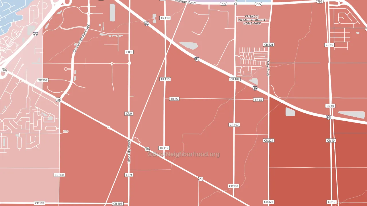 Lime City, OH block-group political-lean map